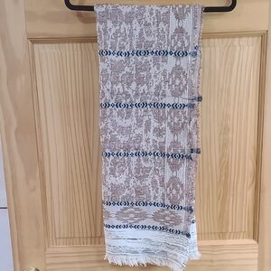 Brown & White Patterned Blanket Scarf